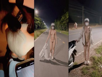 Em nghiện phô dâm cởi đồ khỏa thân chở anh đi dạo buổi tối